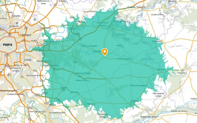 Carte de la zone d'intervention autour de Coulommiers, Meaux, Jossigny et Tournan-en-Brie
